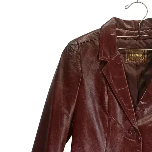 Vintage Women’s Genuine Leather Blazer Jacket. Size 5/6. Chestnut brown. - Picture 8 of 16